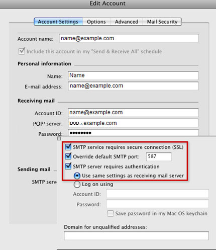 Setup ORANGEMAIL.CH email account on your Entourage Step 8