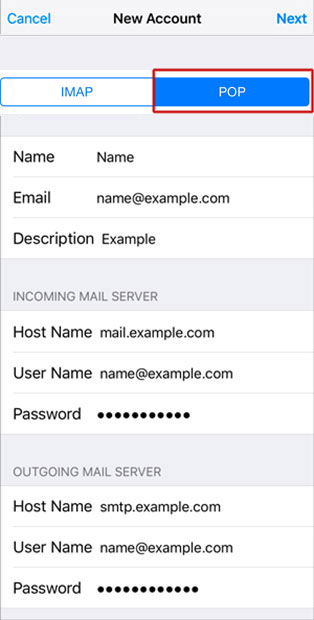 Setup DISHMAIL.NET email account on your iPhone Step 8