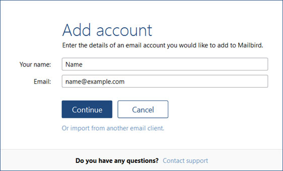 Setup FTML.NET email account on your MailBird Lite Step 3