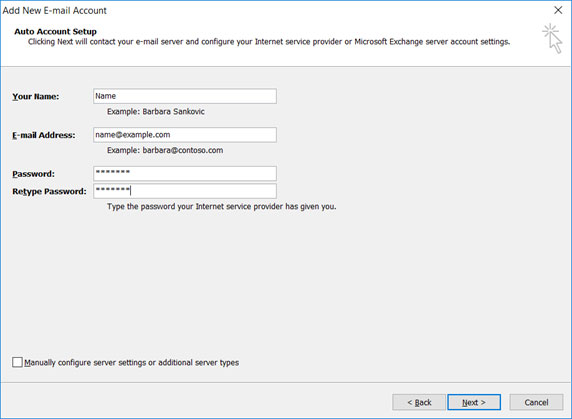 Setup ONLINE.NO email account on your Outlook 2007 Mail Step 4