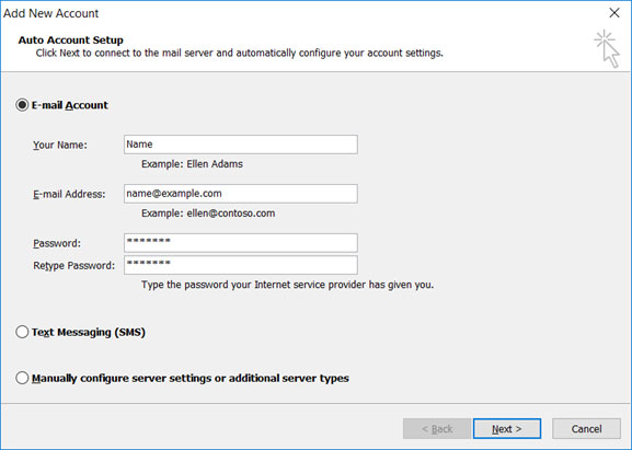 Setup WANS.NET email account on your Outlook 2010 Step 3