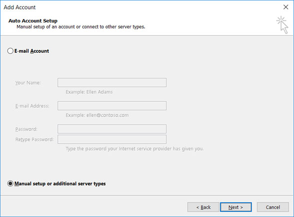 Setup AUONE.JP email account on your Outlook 2013 Manual Step 2