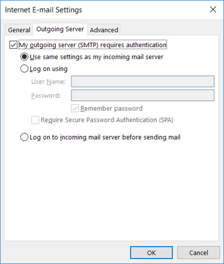 Setup ONLINE.NO email account on your Outlook 2016 Manual Step 5 - Method 1