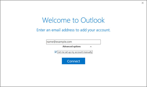 Setup MINDSPRING.COM email account on your Outlook 2016 Manual Step 2 - Method 2