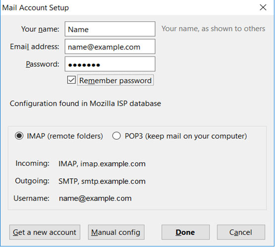 Setup GBTA.NET email account on Thunderbird email client Step 4-IMAP