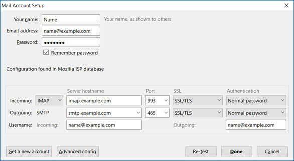 Setup FASTMAILBOX.NET email account on Thunderbird email client Step 4-IMAP