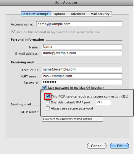 Setup FAST-MAIL.ORG email account on your Entourage Step 1