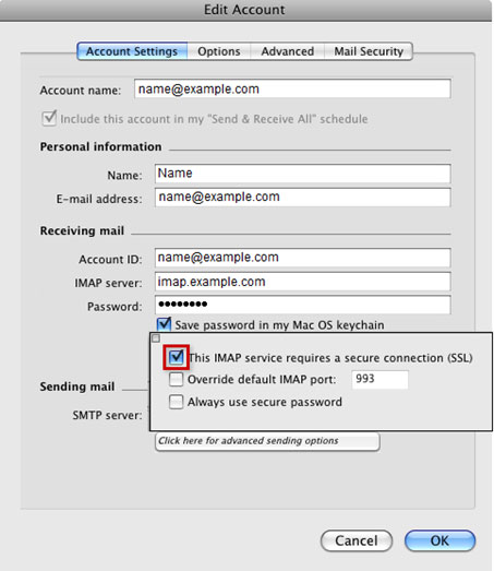Setup TRUEMAIL.CO.TH email account on your Entourage Step 1
