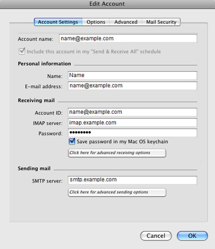 Setup RIVERCTO.NET email account on your Entourage Step 7