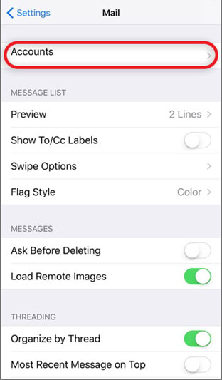 Setup FTML.NET email account on your iPhone Step 3