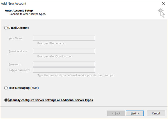 Setup OPTIMUM.NET email account on your Outlook 2010 Manual Step 3