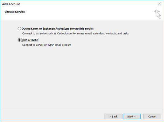 Setup AMALTHEA.DE email account on your Outlook 2016 Manual Step 3 - Method 1